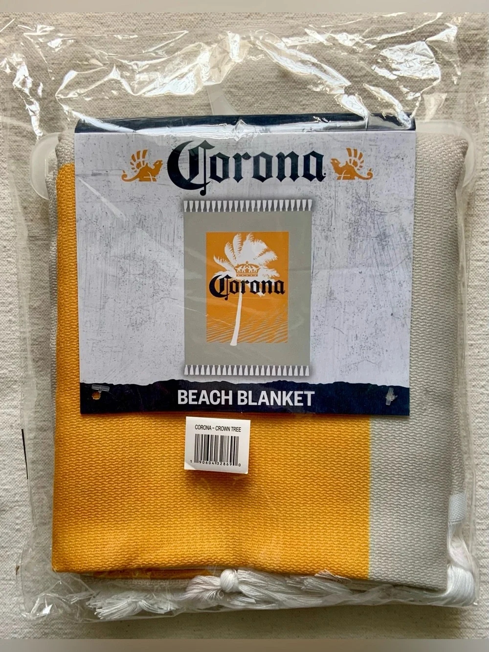 Corona Extra ~ 50 x 60 ~ Tropical Beach Blanket/Throw with Tassels, Tan & Yellow